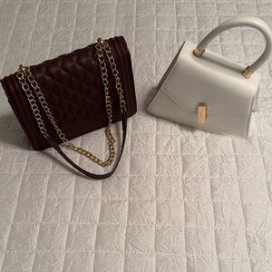 Bundle. Brown Quilted Chain Shoulder Bag and White crossbody or tote. 👜